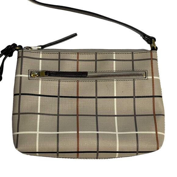 Fossil Gray Plaid Fiona Crossbody Bag Womens Window Pane Print Purse Handbag - Picture 3 of 12